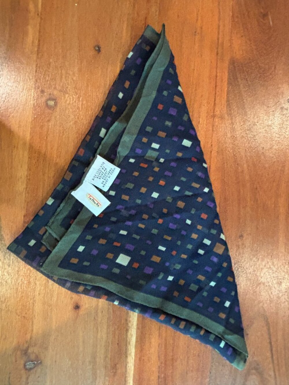 Talbots 100% Silk Square Scarf Geometric Blue/Multi 20" - Picture 3 of 8